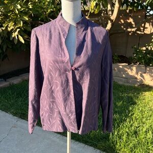Eileen Fisher Purple Blazer with Leaf Pattern